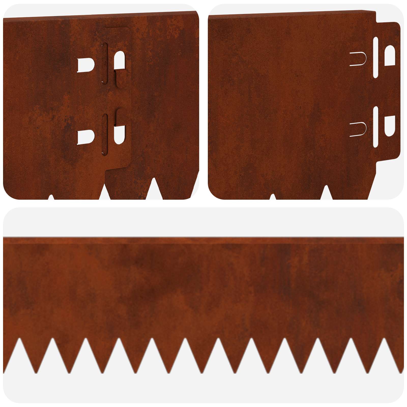 vidaXL Krawężnik do trawnika 10 pcs 103 x 10 cm Stal Rdzawy