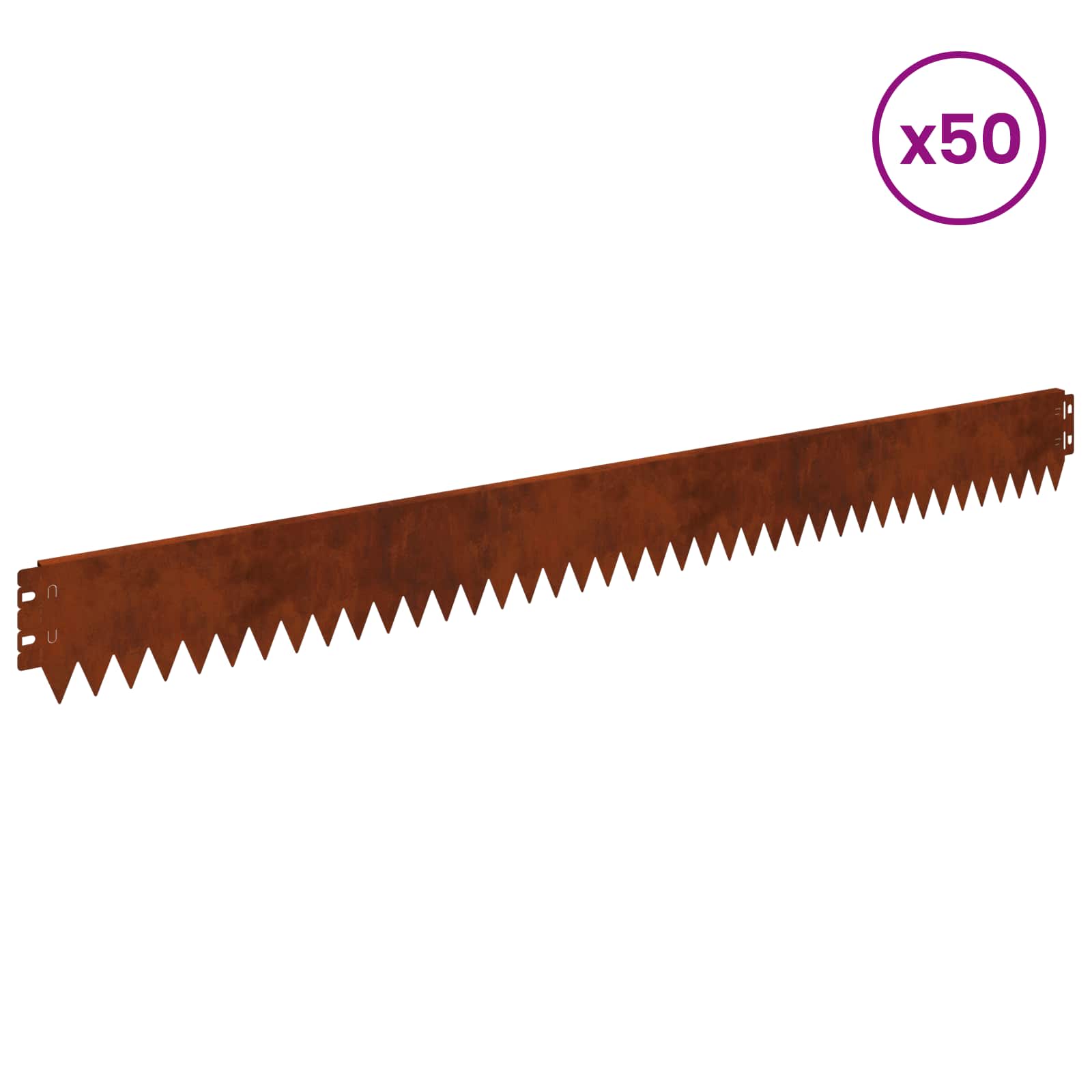 vidaXL Krawężnik do trawnika 50 pcs 103 x 10 cm Stal Rdzawy