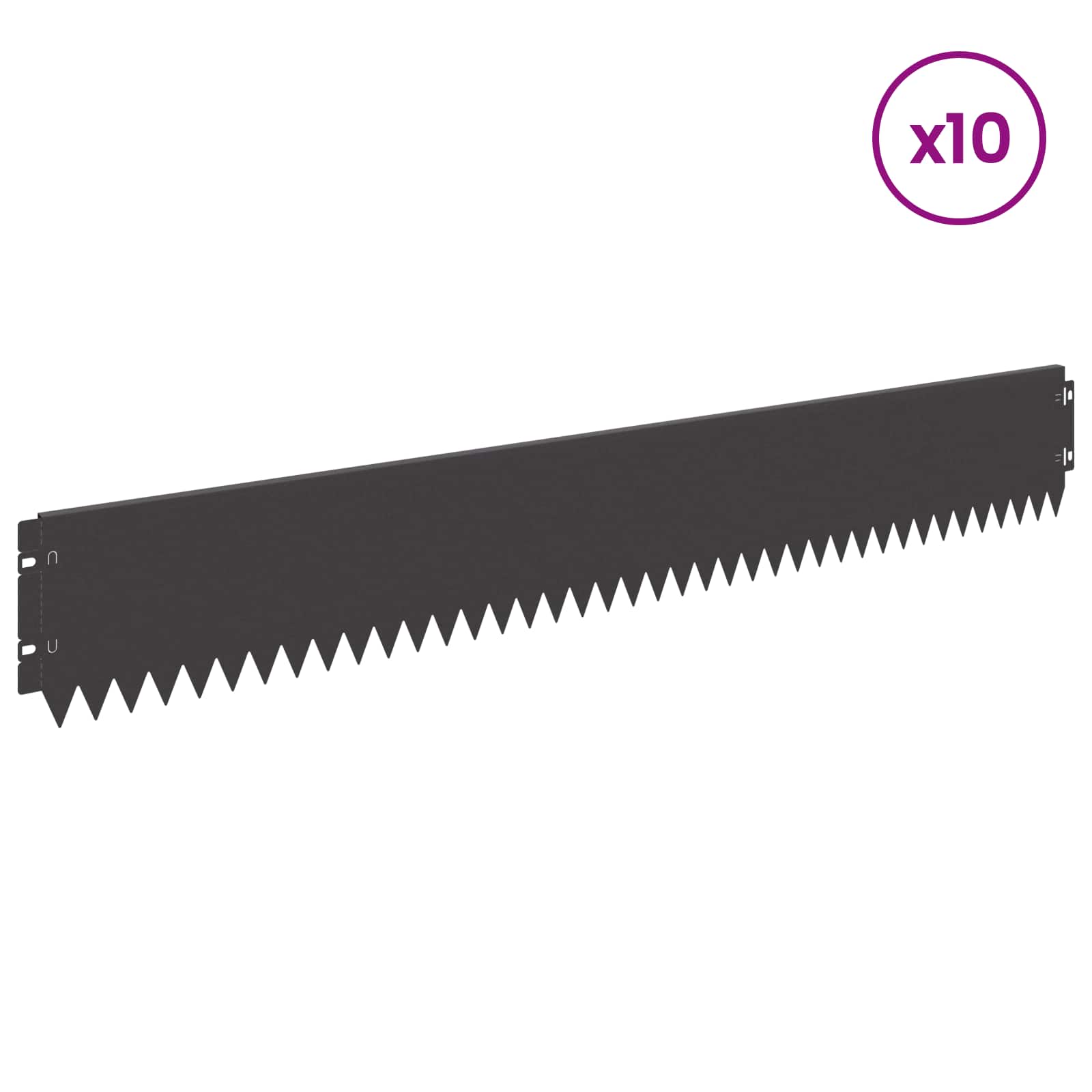 vidaXL Krawężnik do trawnika 10 pcs 103 x 15 cm Stal Czarny