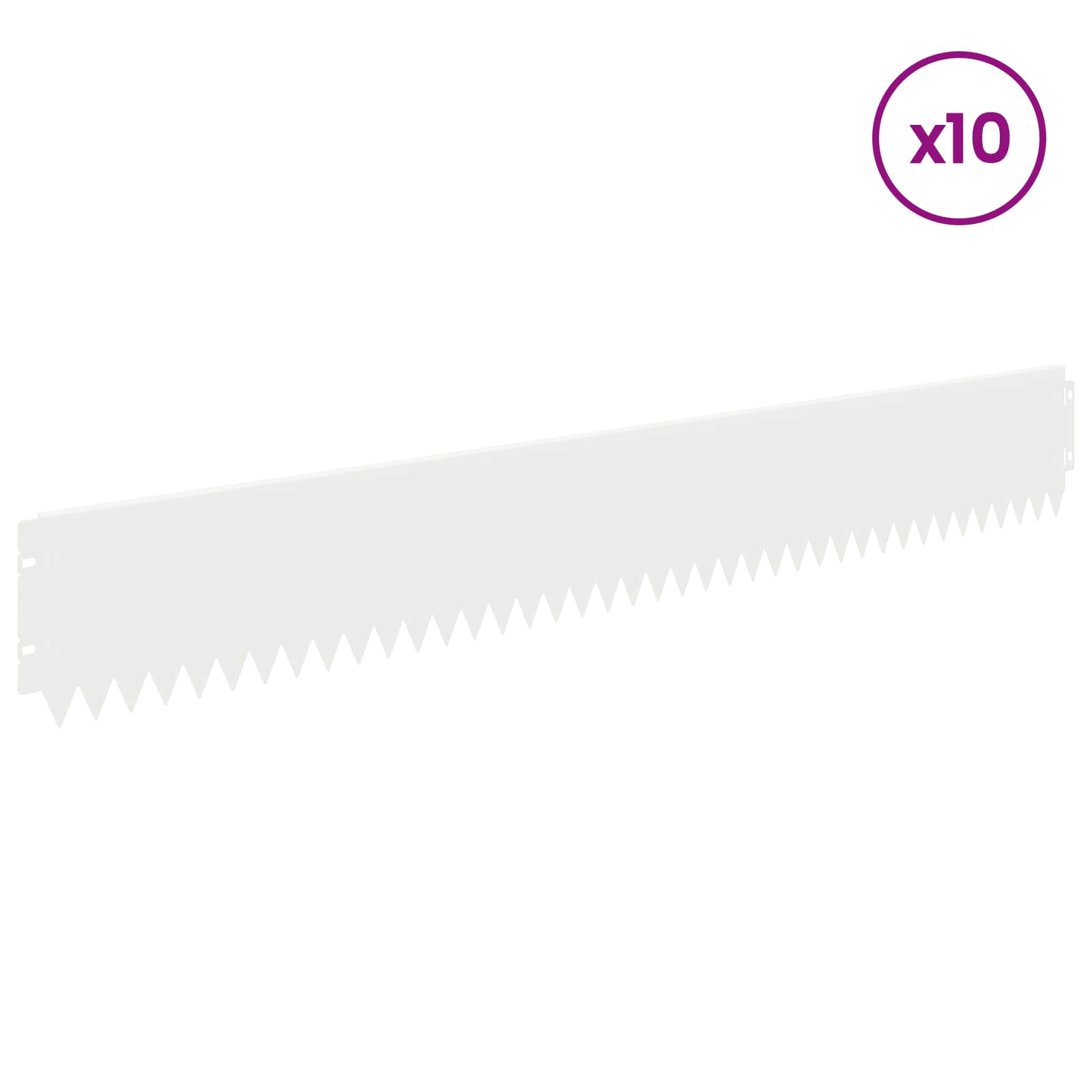 vidaXL Krawężnik do trawnika 10 pcs 103 x 15 cm Stal Biały