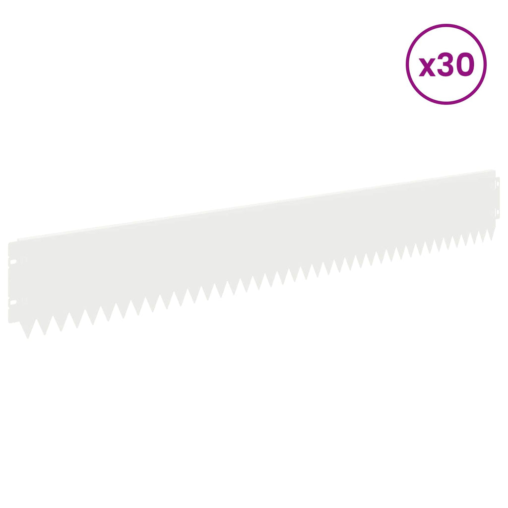 vidaXL Krawężnik do trawnika 30 pcs 103 x 15 cm Stal Biały
