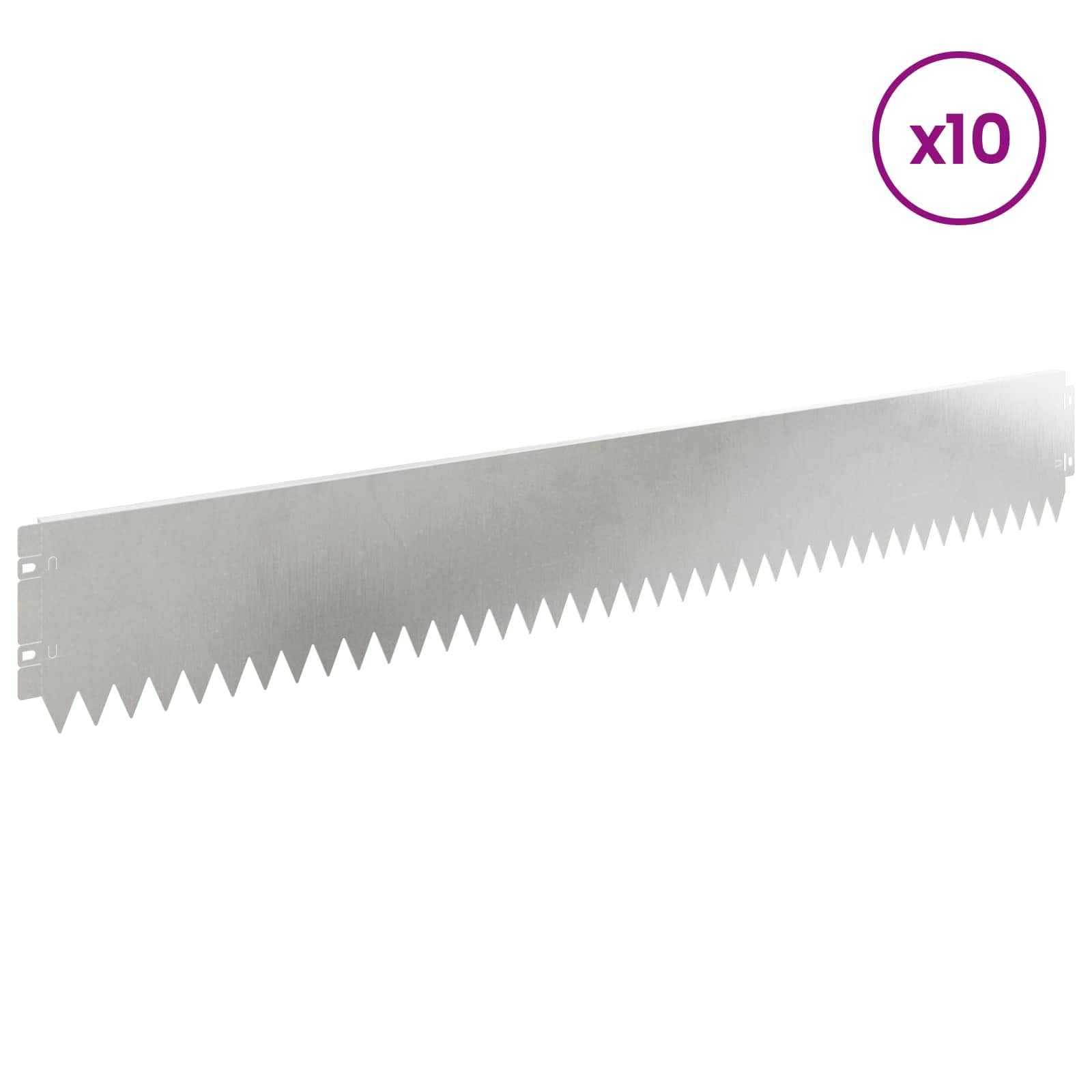 vidaXL Krawężnik do trawnika 10 pcs 103 x 15 cm Stal srebrny