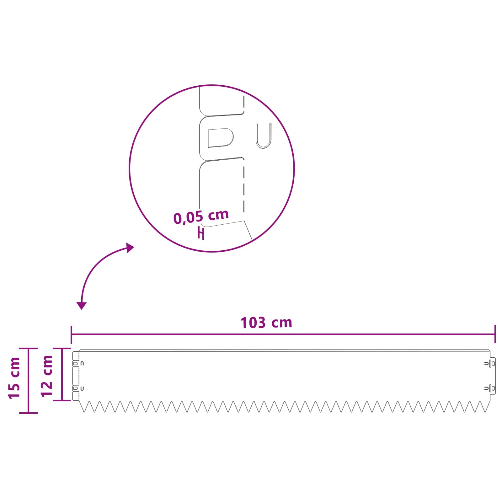 vidaXL Krawężnik do trawnika 30 pcs 103 x 15 cm Stal Rdzawy