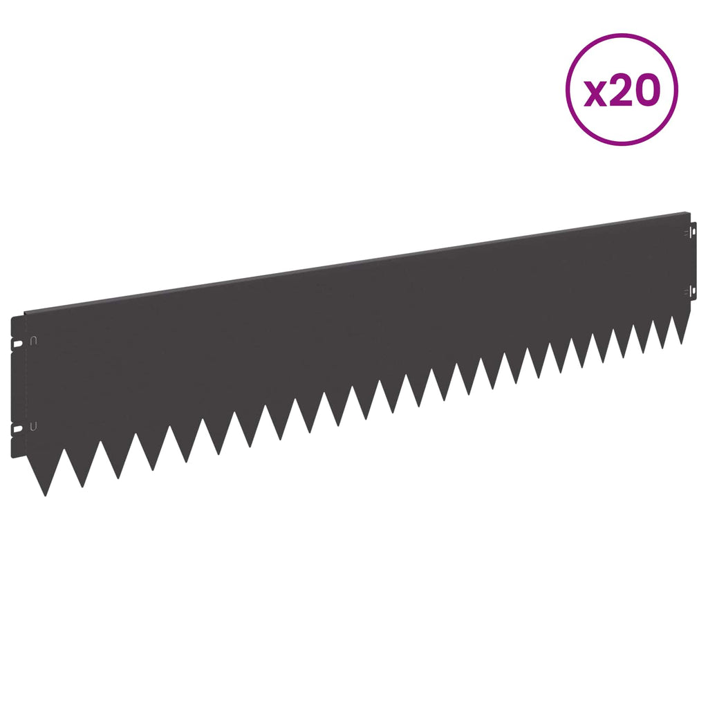 vidaXL Krawężnik do trawnika 20 pcs 103 x 20 cm Stal Czarny