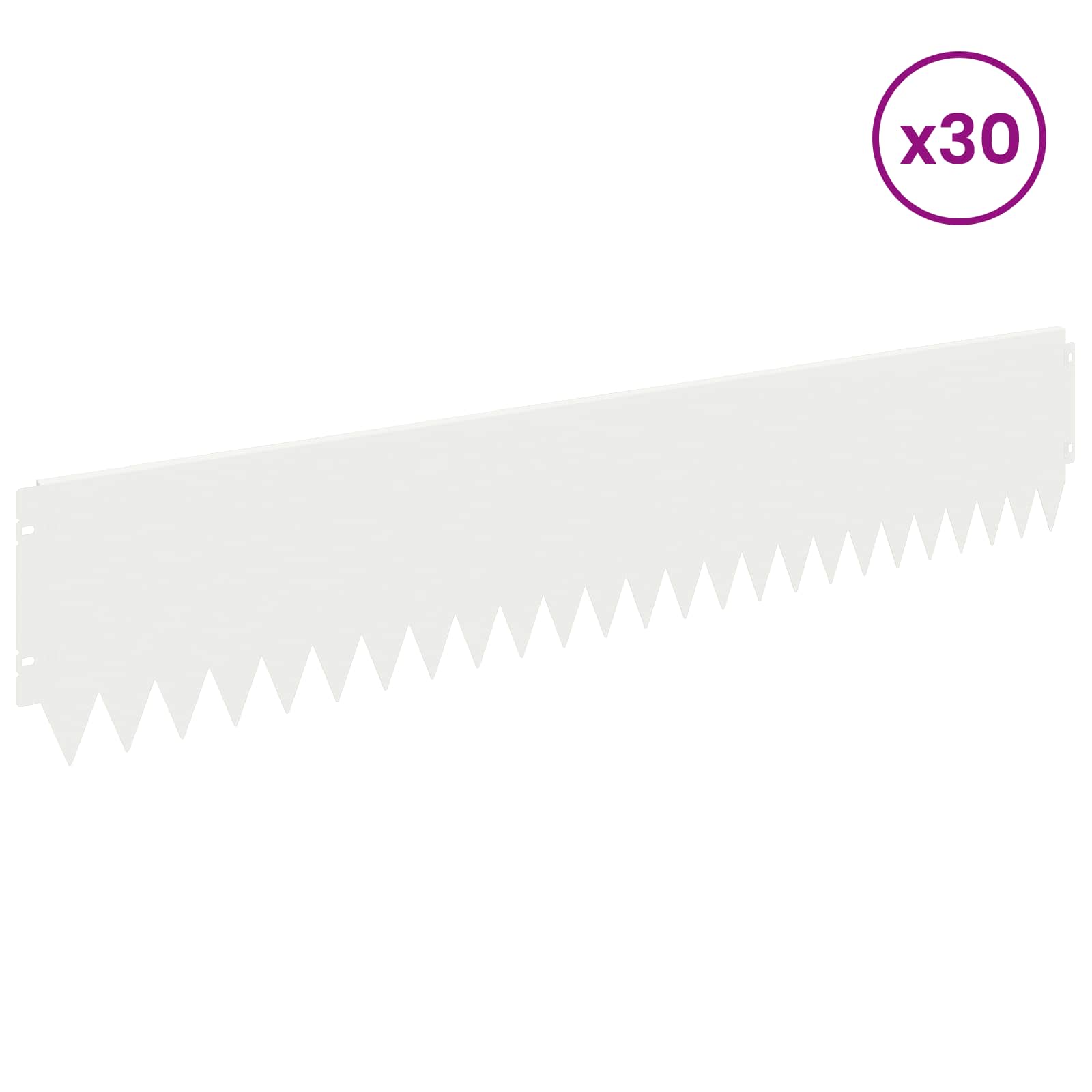 vidaXL Krawężnik do trawnika 30 pcs 103 x 20 cm Stal Biały