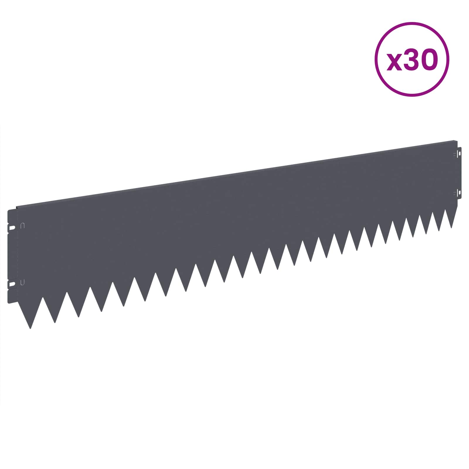 vidaXL Krawężnik do trawnika 30 pcs 103 x 20 cm Stal antracytowy