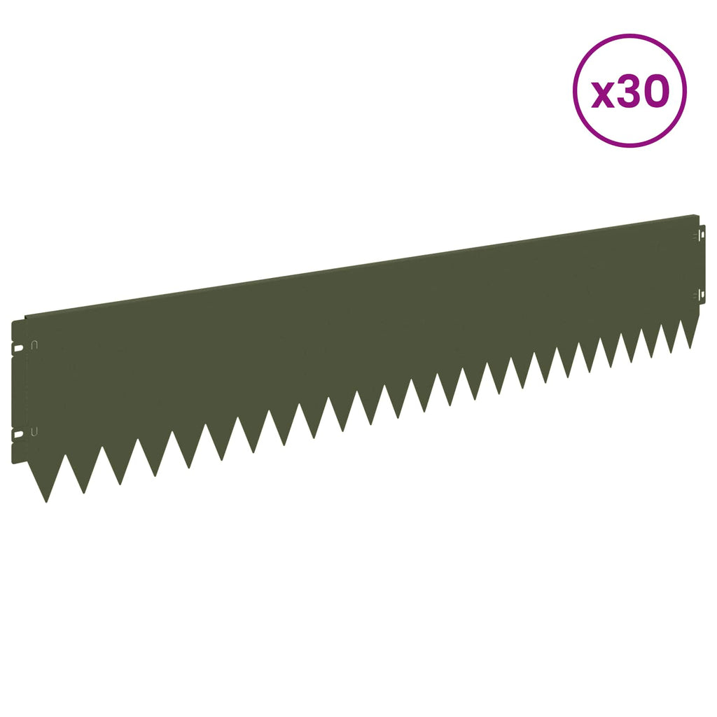 vidaXL Krawężnik do trawnika 30 pcs 103 x 20 cm Stal Oliwkowy zielony