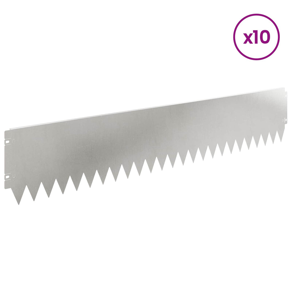 vidaXL Krawężnik do trawnika 10 pcs 103 x 20 cm Stal srebrny
