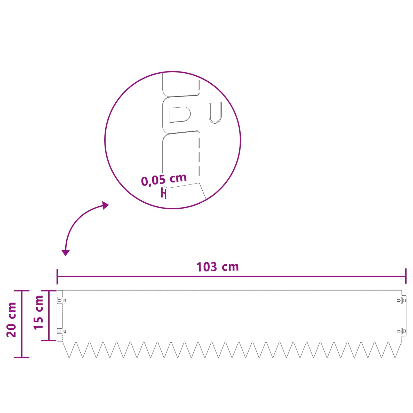 vidaXL Krawężnik do trawnika 10 pcs 103 x 20 cm Stal srebrny