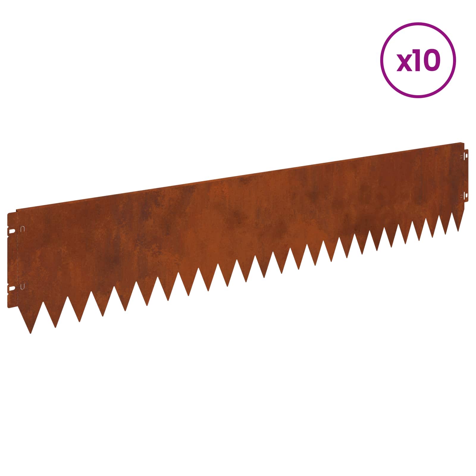 vidaXL Krawężnik do trawnika 10 pcs 103 x 20 cm Stal Rdzawy