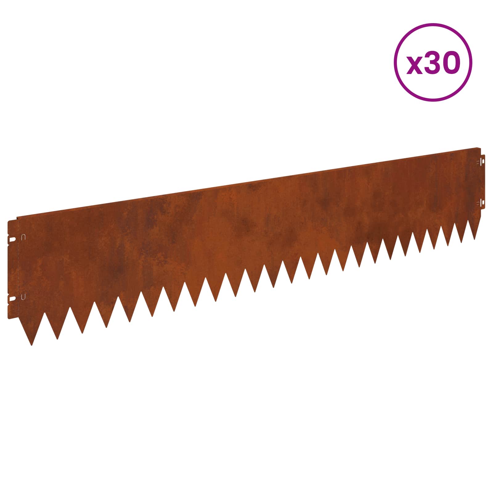 vidaXL Krawężnik do trawnika 30 pcs 103 x 20 cm Stal Rdzawy