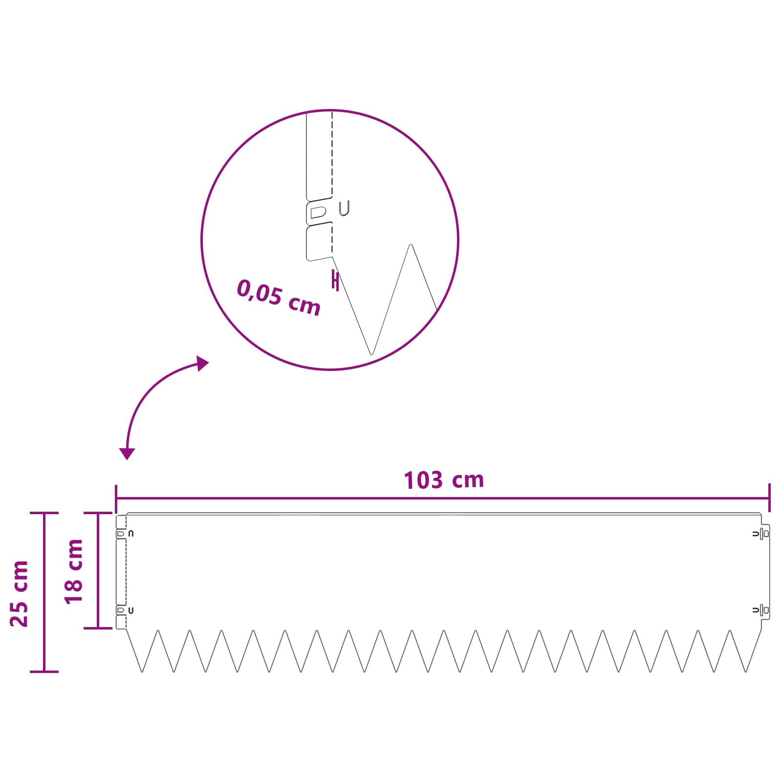 vidaXL Krawężnik do trawnika 10 pcs 103 x 25 cm Stal Czarny