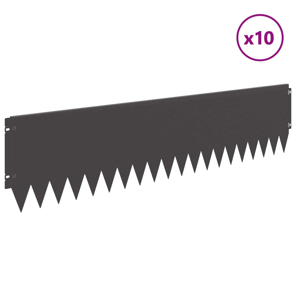 vidaXL Krawężnik do trawnika 10 pcs 103 x 25 cm Stal Czarny