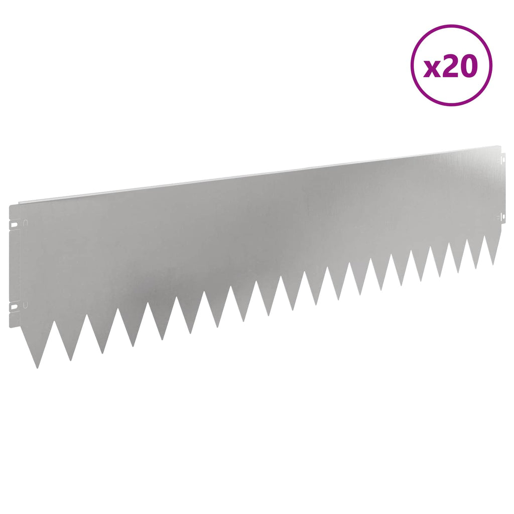 vidaXL Krawężnik do trawnika 20 pcs 103 x 25 cm Stal srebrny
