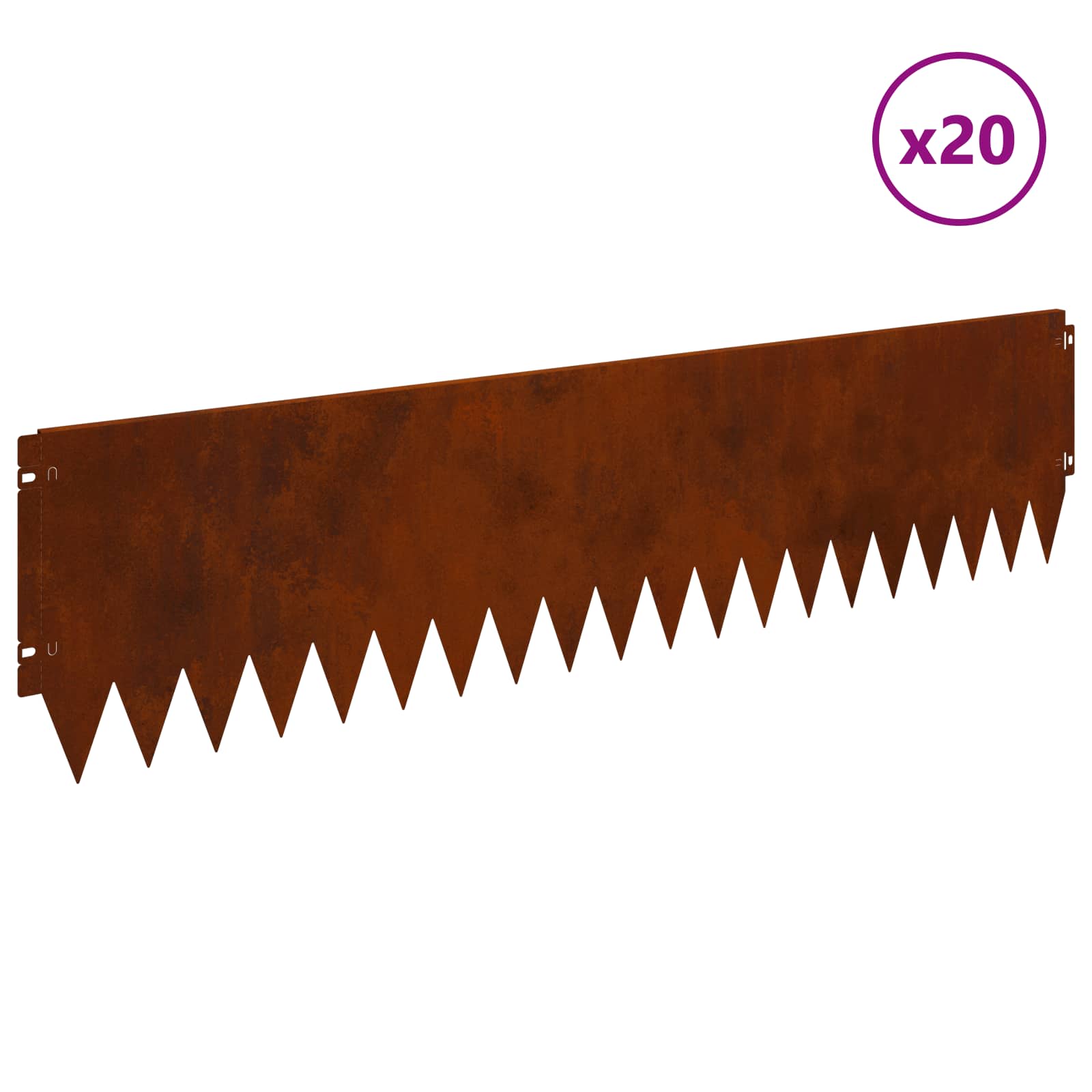 vidaXL Krawężnik do trawnika 20 pcs 103 x 25 cm Stal Rdzawy