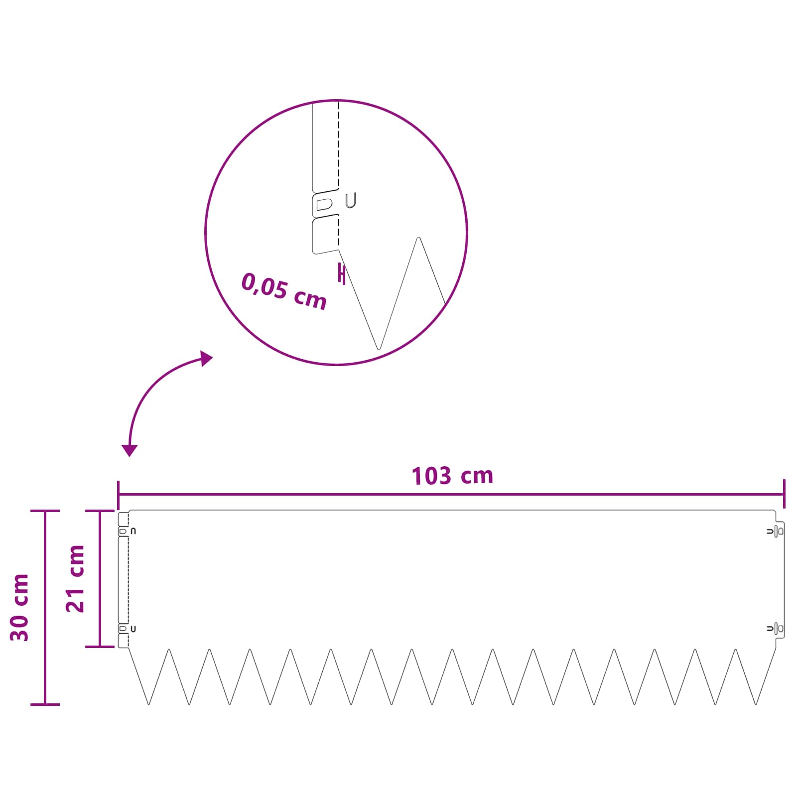vidaXL Krawężnik do trawnika 20 pcs 103 x 30 cm Stal Czarny