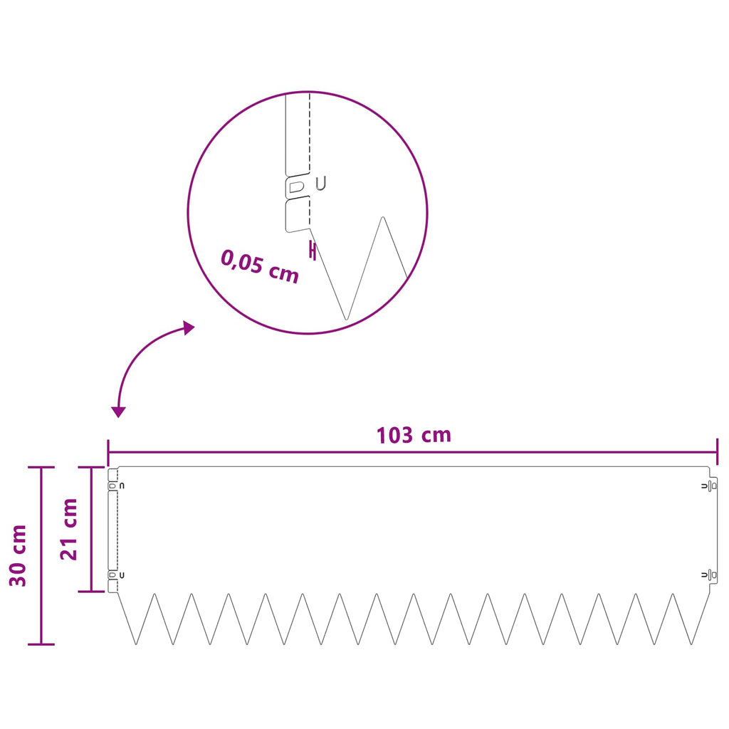 vidaXL Krawężnik do trawnika 10 pcs 103 x 30 cm Stal antracytowy