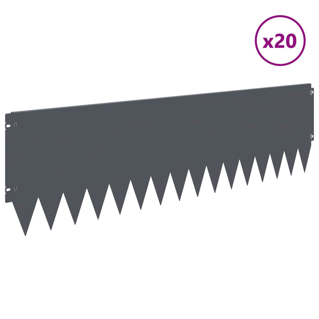 vidaXL Krawężnik do trawnika 20 pcs 103 x 30 cm Stal antracytowy