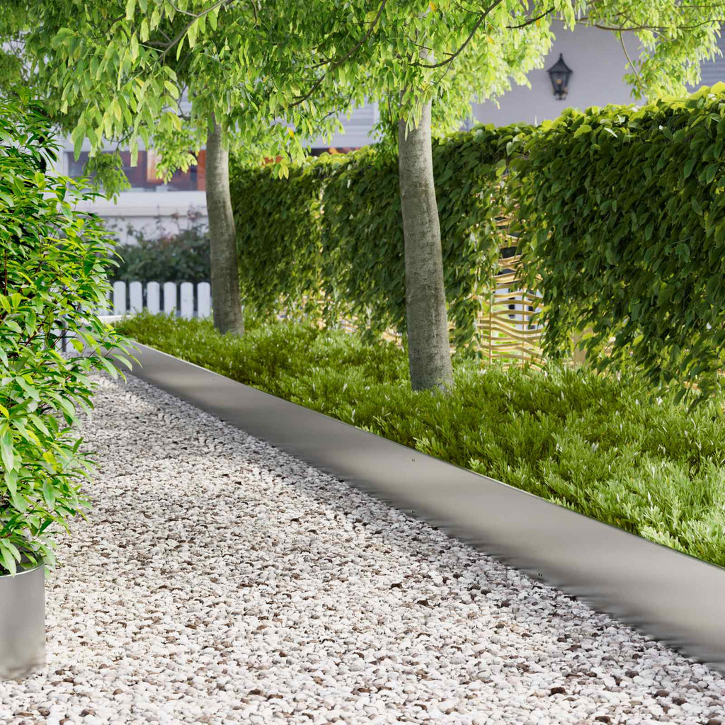 vidaXL Krawężnik do trawnika 10 pcs 103 x 30 cm Stal srebrny