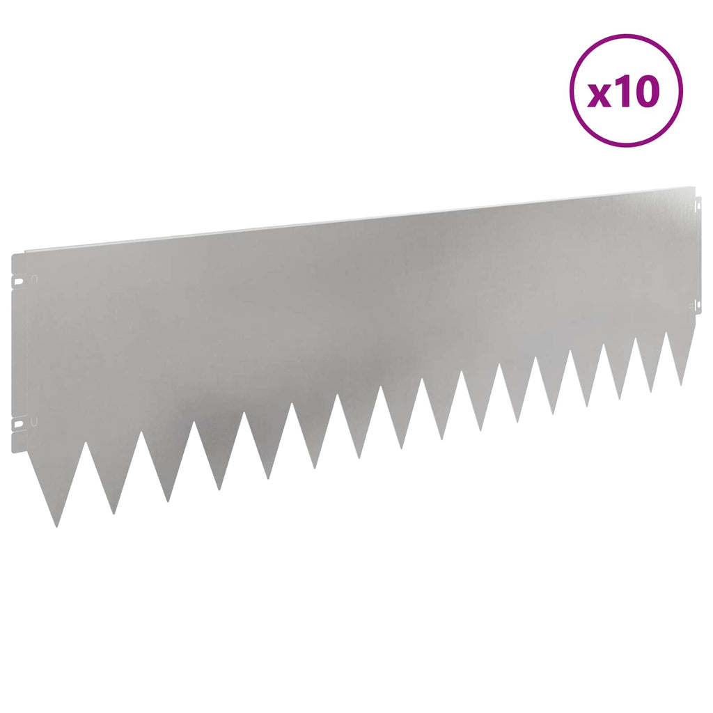 vidaXL Krawężnik do trawnika 10 pcs 103 x 30 cm Stal srebrny