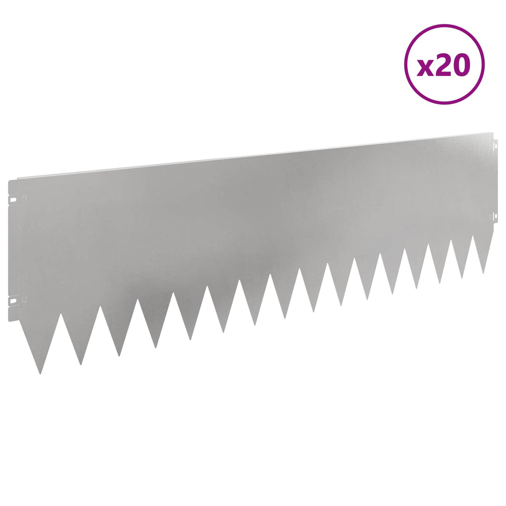 vidaXL Krawężnik do trawnika 20 pcs 103 x 30 cm Stal srebrny
