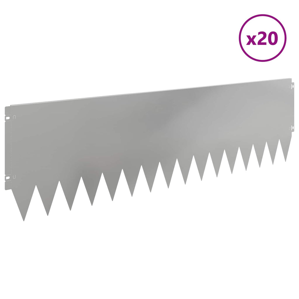 vidaXL Krawężnik do trawnika 20 pcs 103 x 30 cm Stal srebrny