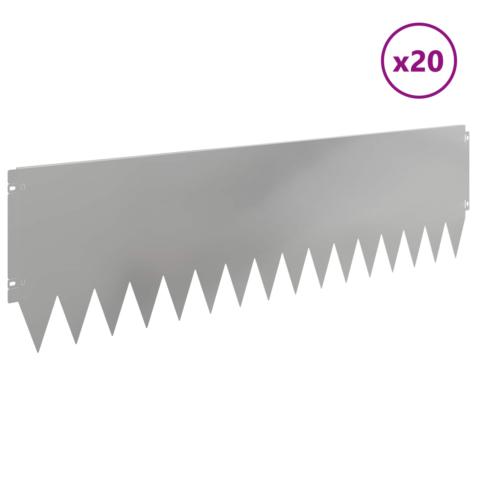 vidaXL Krawężnik do trawnika 20 pcs 103 x 30 cm Stal srebrny