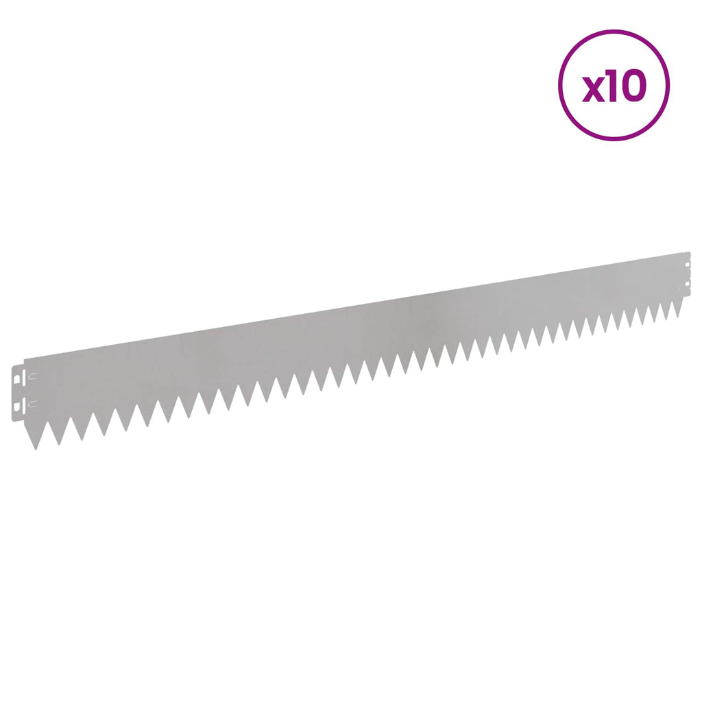 vidaXL Krawężnik do trawnika 10 pcs 103 x 10 cm Stal srebrny