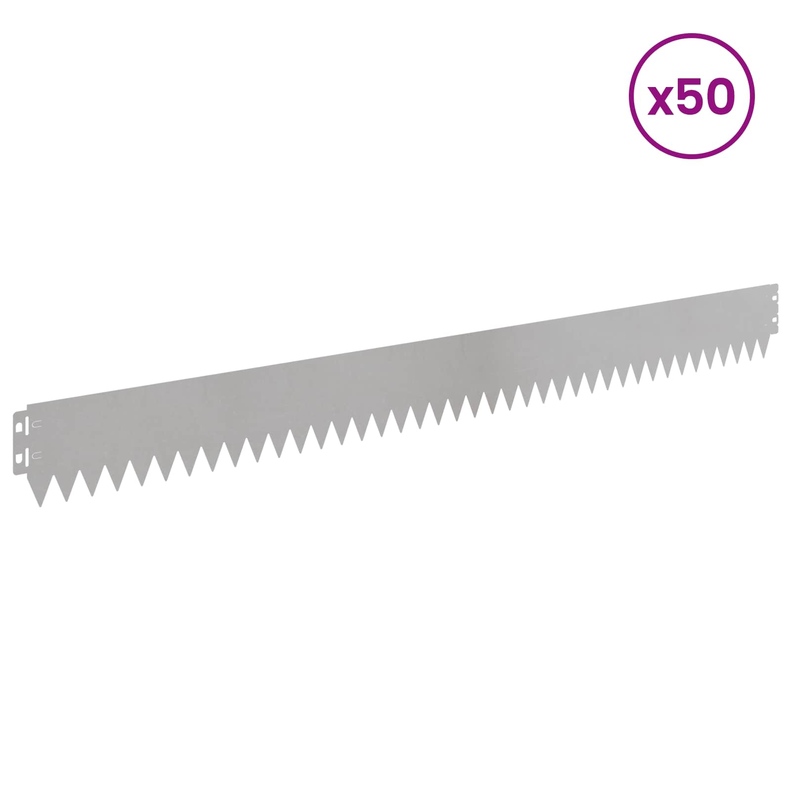 vidaXL Krawężnik do trawnika 50 pcs 103 x 10 cm Stal srebrny
