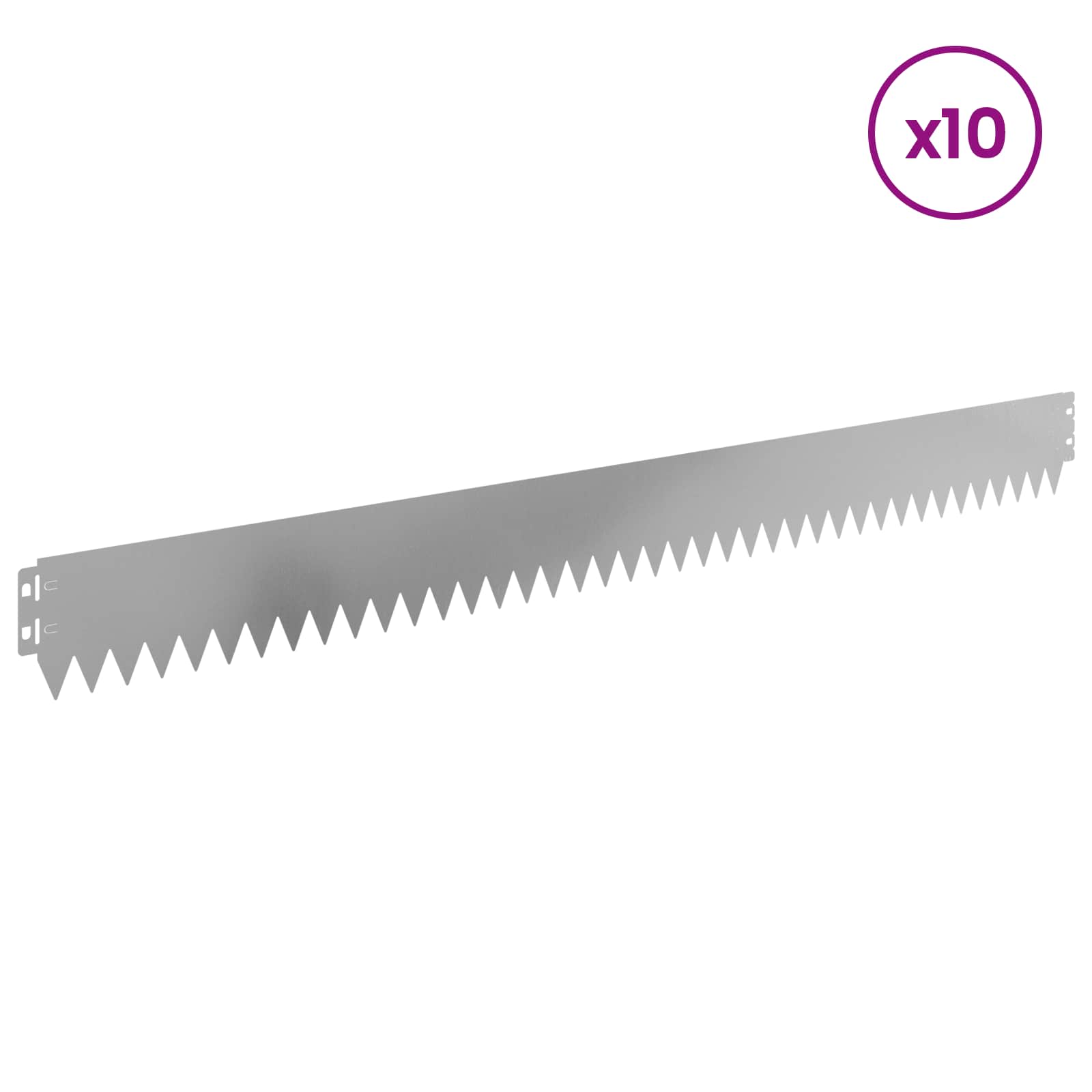 vidaXL Krawężnik do trawnika 10 pcs 103 x 10 cm Stal srebrny