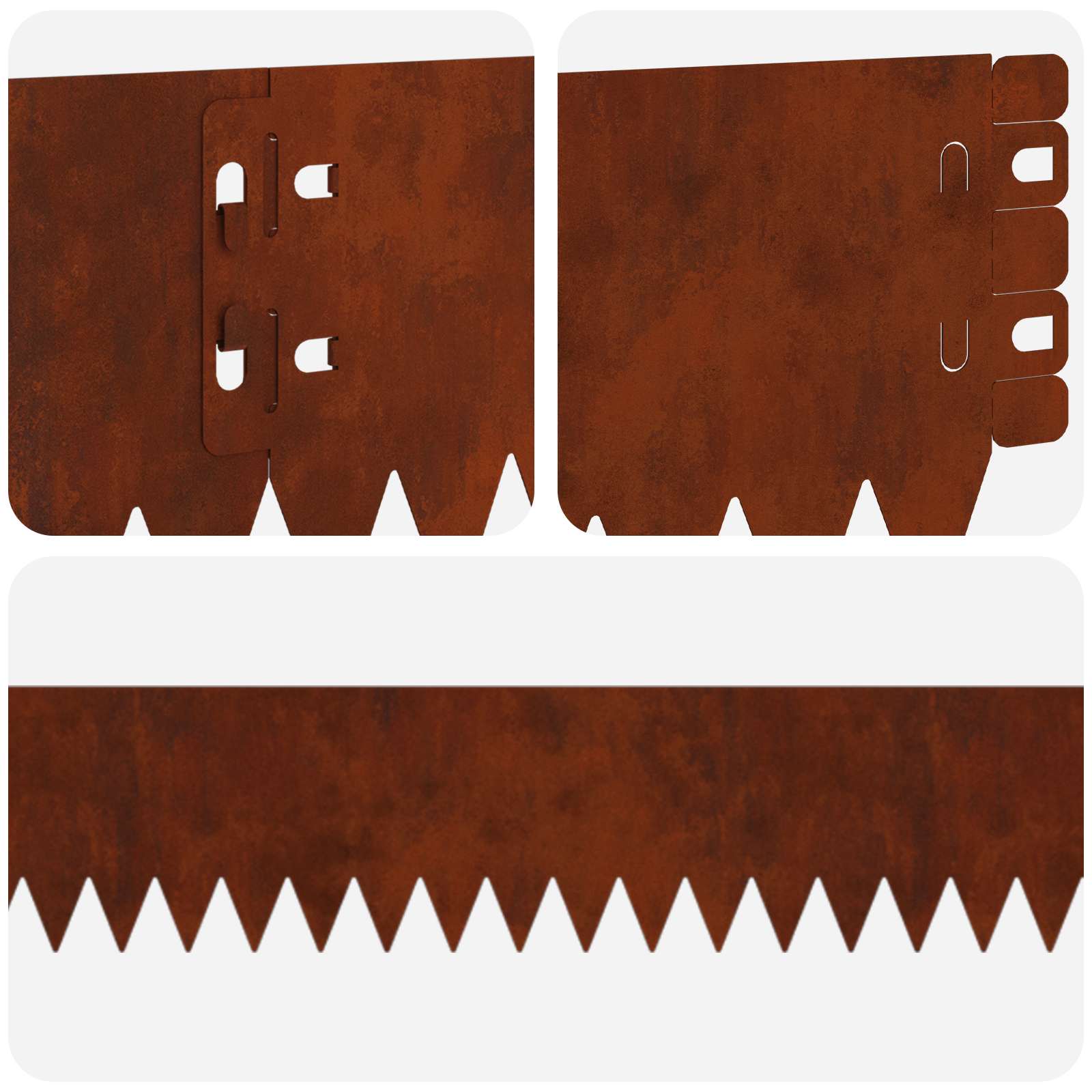 vidaXL Krawężnik do trawnika 10 pcs 103 x 10 cm Stal Rdzawy