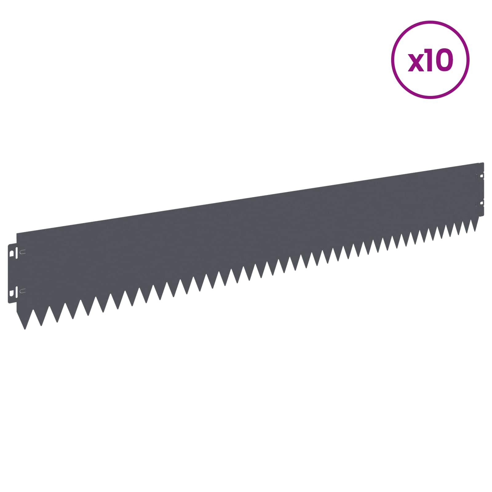 vidaXL Krawężnik do trawnika 10 szt. 103 x 15 cm Stal antracytowy
