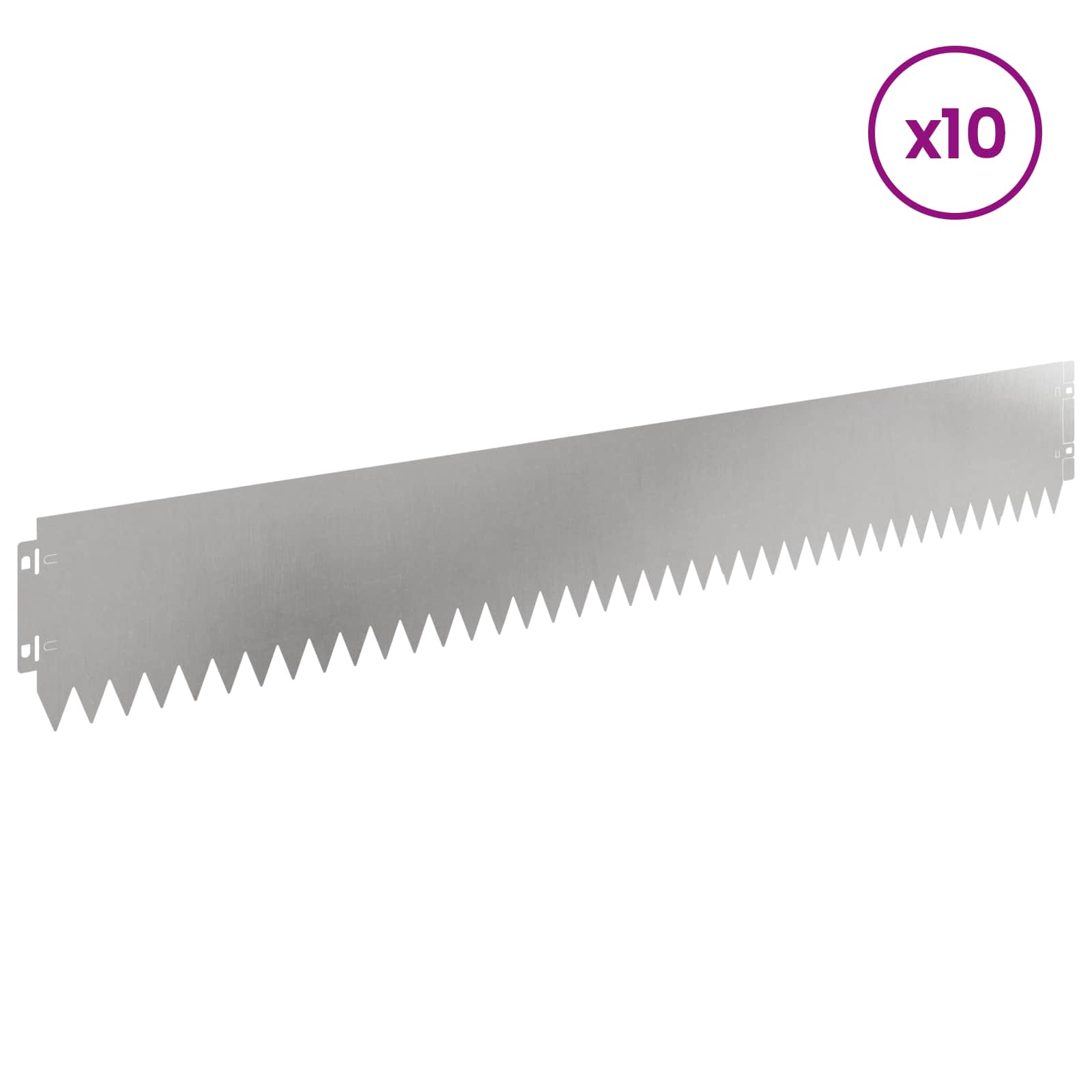 vidaXL Krawężnik do trawnika 10 pcs 103 x 15 cm Stal srebrny