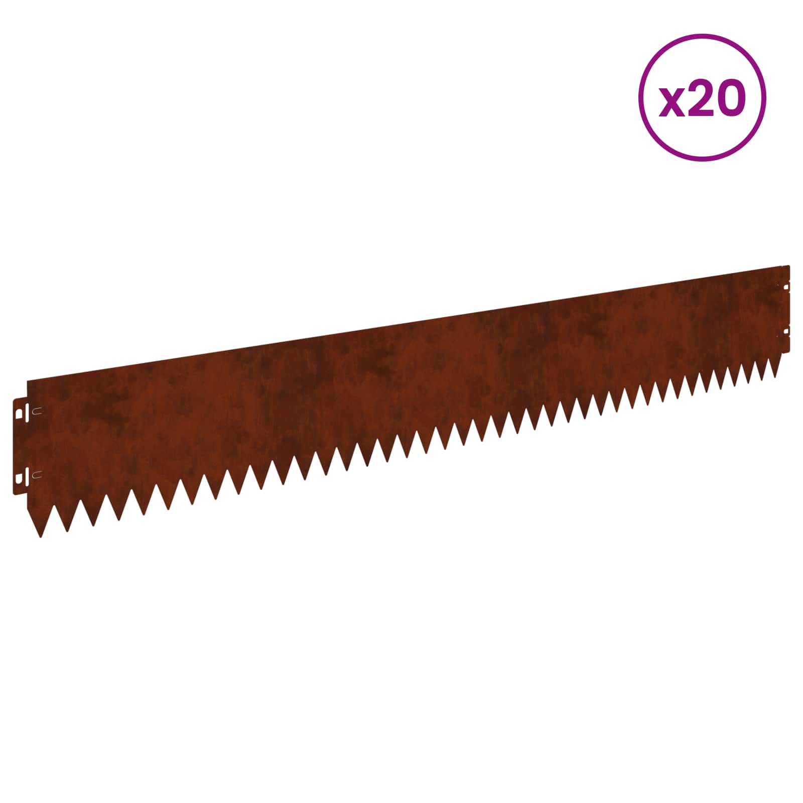 vidaXL Krawężnik do trawnika 20 pcs 103 x 15 cm Stal Rdzawy
