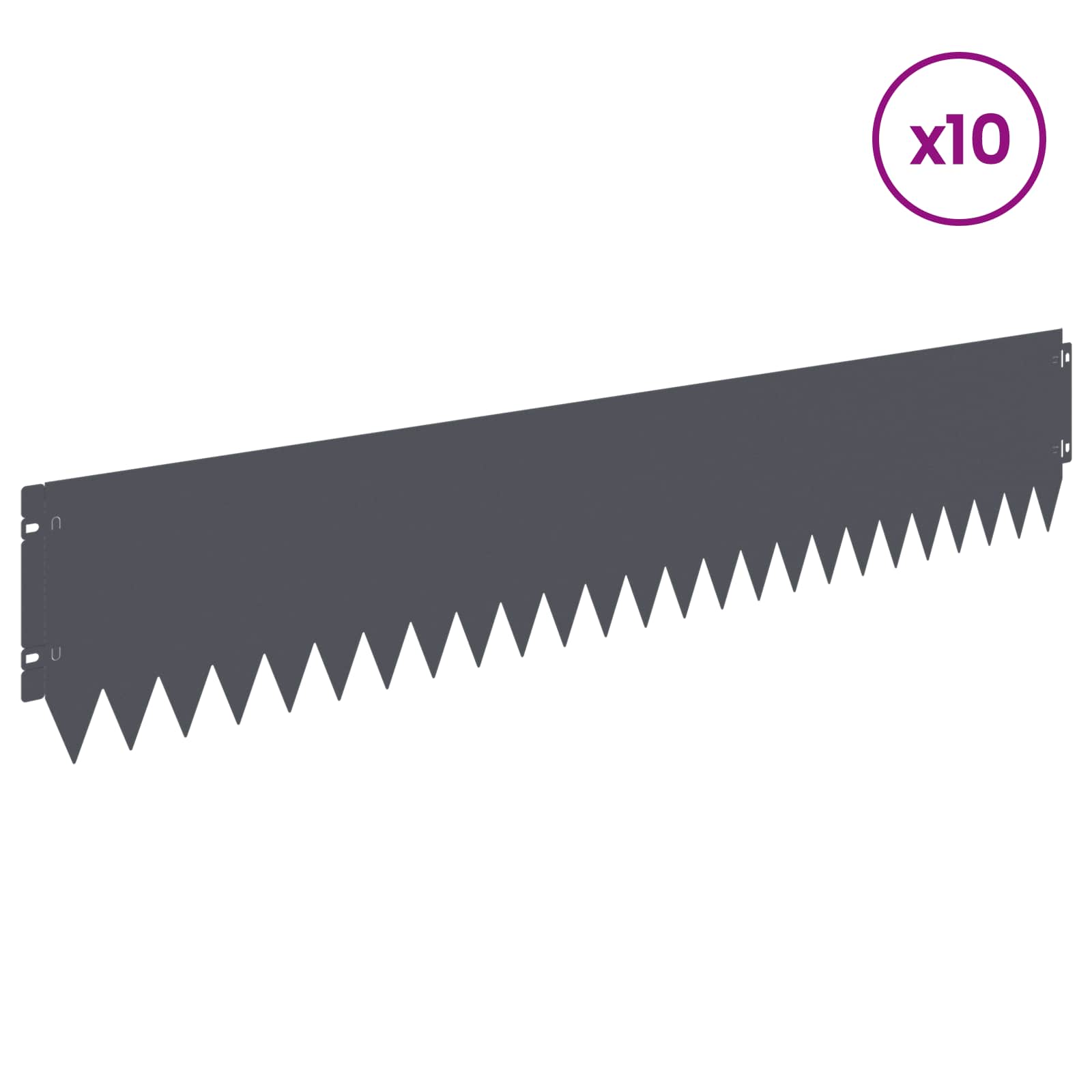 vidaXL Krawężnik do trawnika 10 pcs 103 x 20 cm Stal antracytowy
