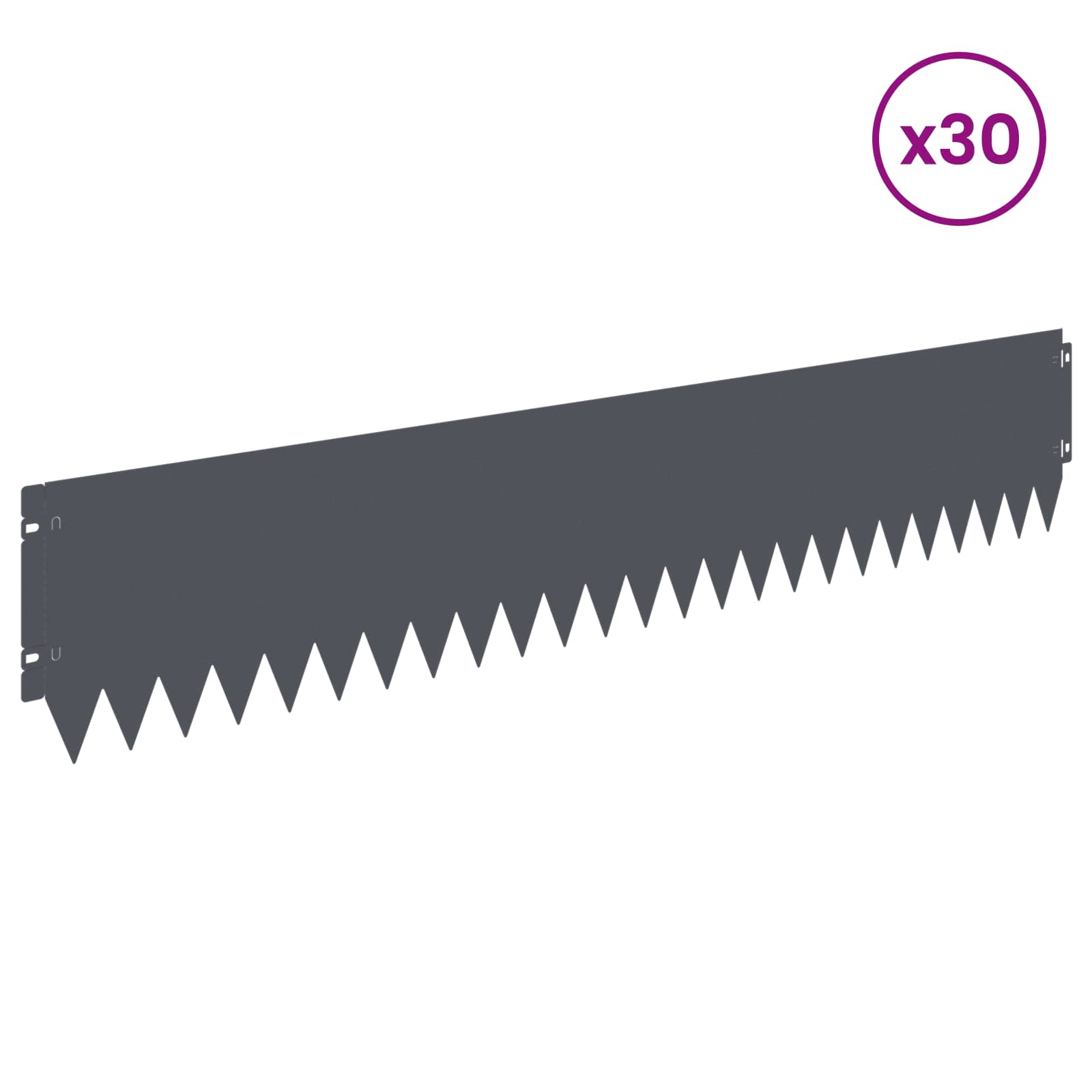 vidaXL Krawężnik do trawnika 30 pcs 103 x 20 cm Stal antracytowy