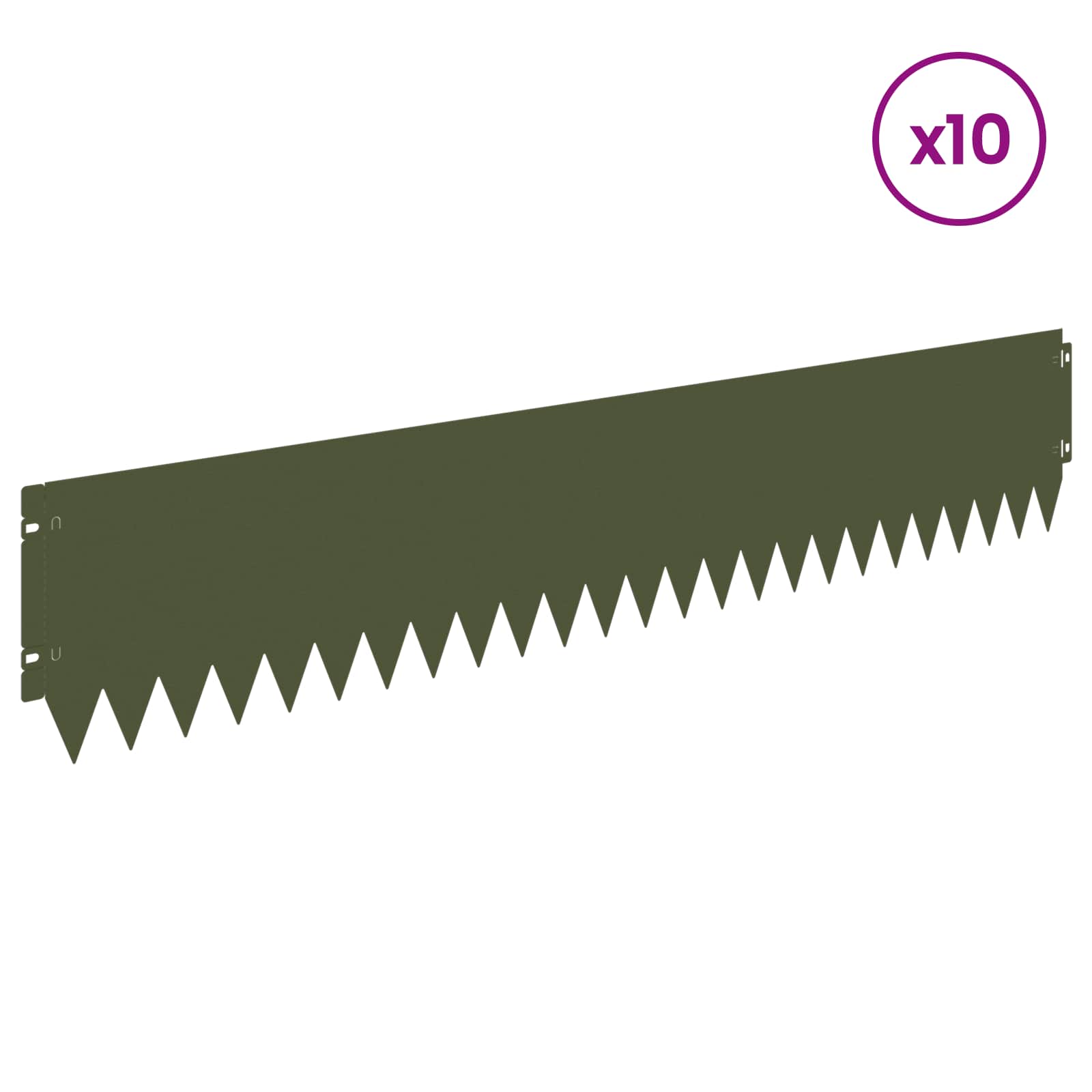 vidaXL Krawężnik do trawnika 10 pcs 103 x 20 cm Stal Oliwkowy zielony