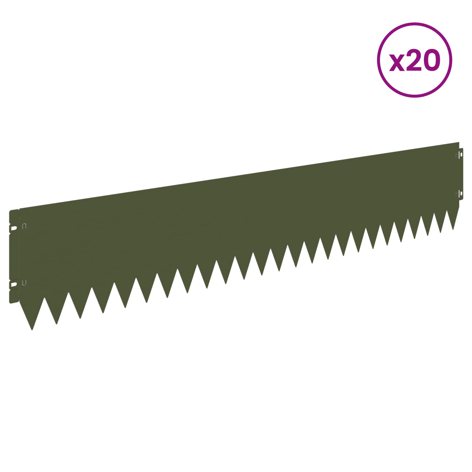 vidaXL Krawężnik do trawnika 20 pcs 103 x 20 cm Stal Oliwkowy zielony
