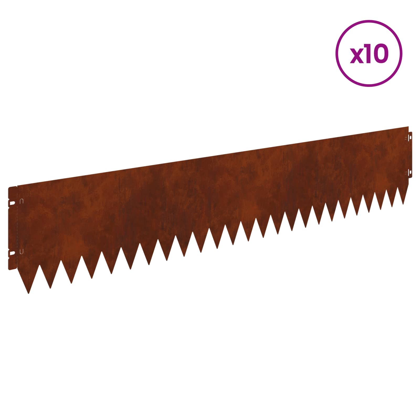 vidaXL Krawężnik do trawnika 10 pcs 103 x 20 cm Stal Rdzawy