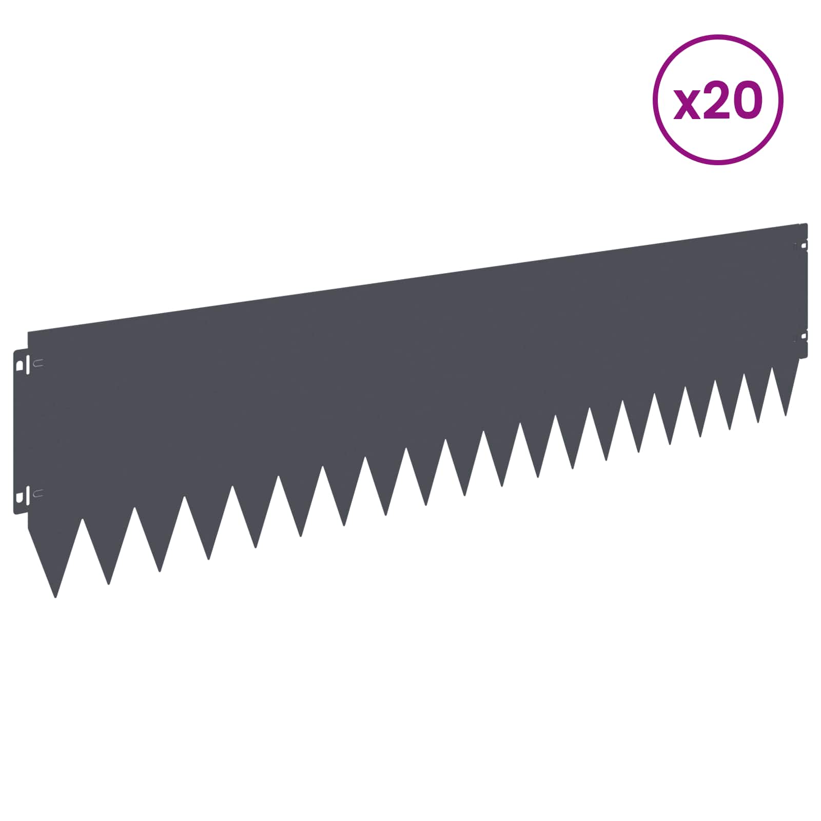 vidaXL Krawężnik do trawnika 20 pcs 103 x 25 cm Stal antracytowy