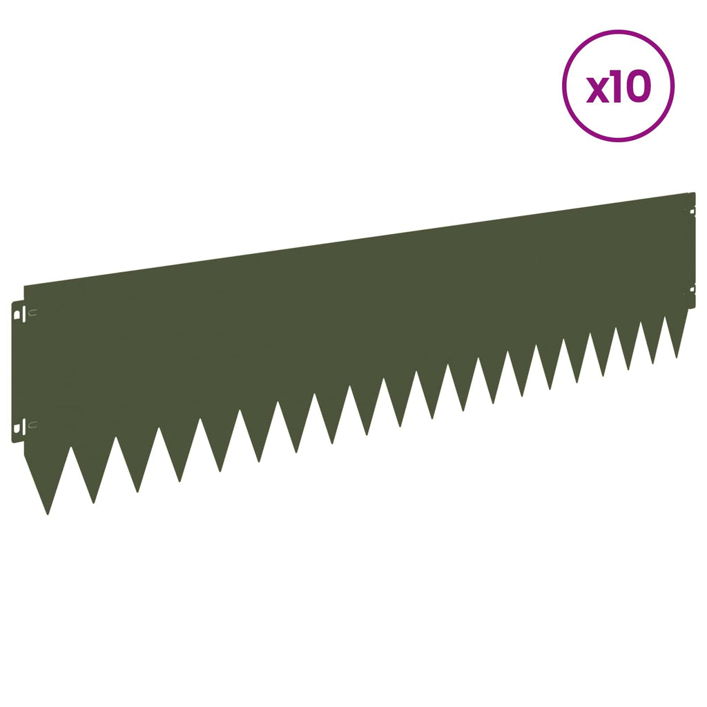 vidaXL Krawężnik do trawnika 10 pcs 103 x 25 cm Stal Oliwkowy zielony