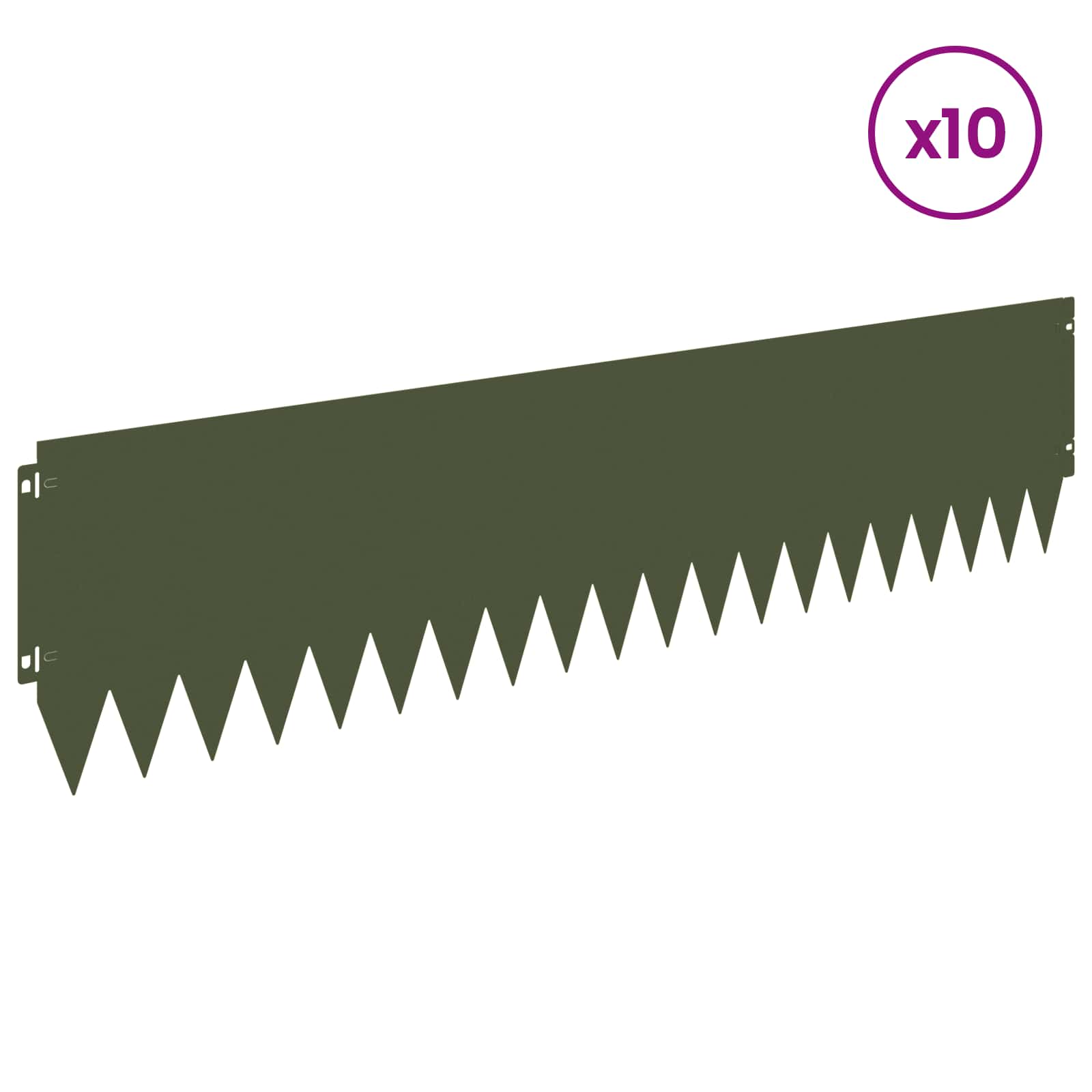 vidaXL Krawężnik do trawnika 10 pcs 103 x 25 cm Stal Oliwkowy zielony