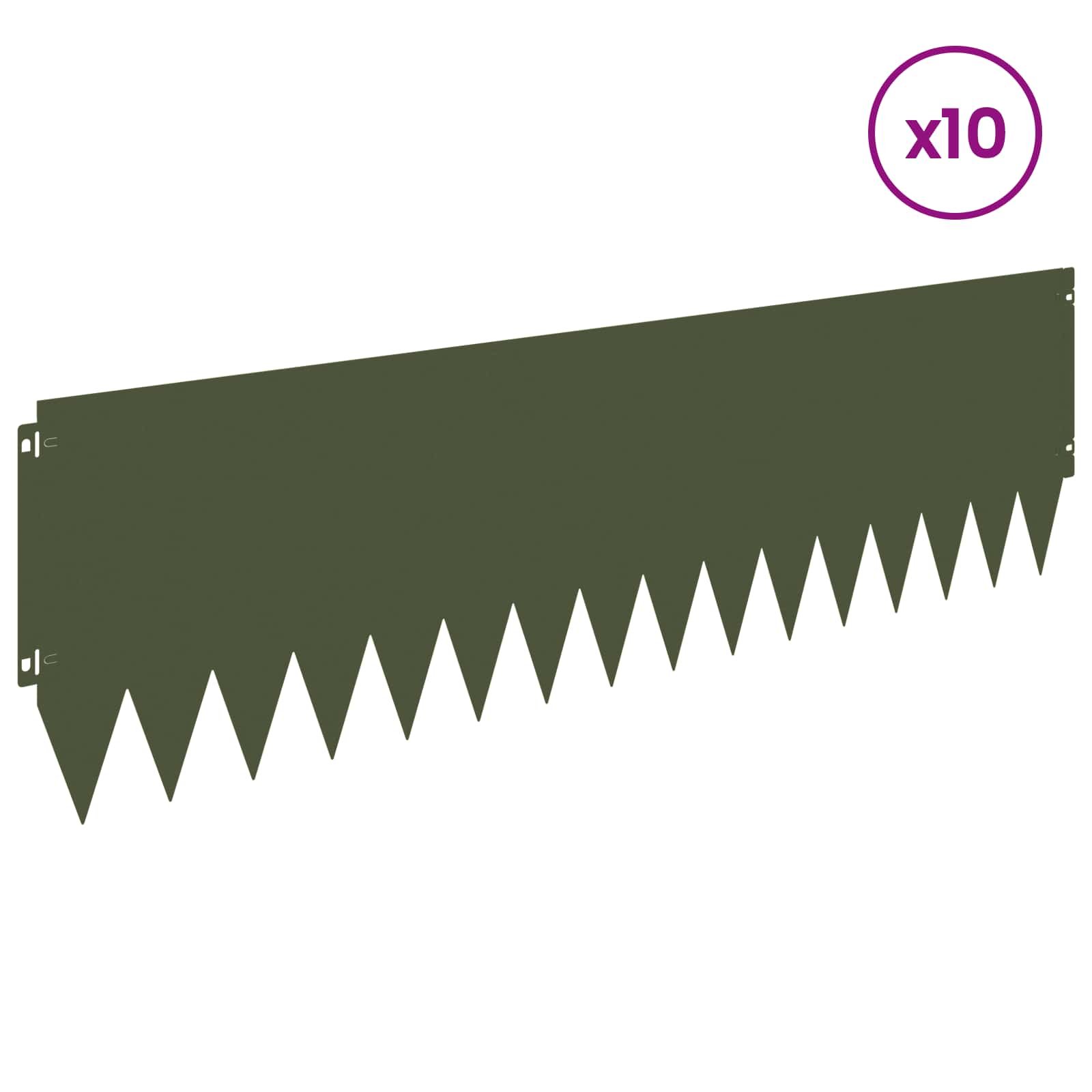 vidaXL Krawężnik do trawnika 10 pcs 103 x 30 cm Stal Oliwkowy zielony