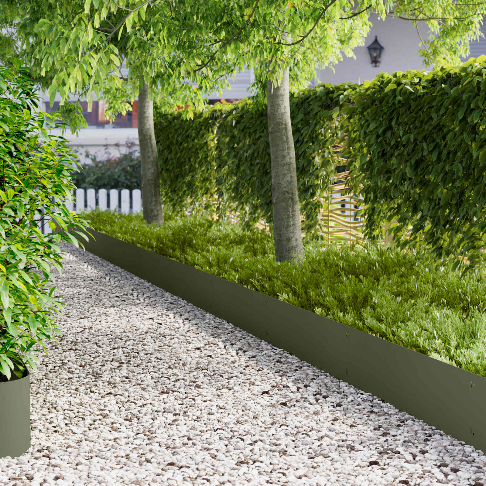 vidaXL Krawężnik do trawnika 20 pcs 103 x 30 cm Stal Oliwkowy zielony