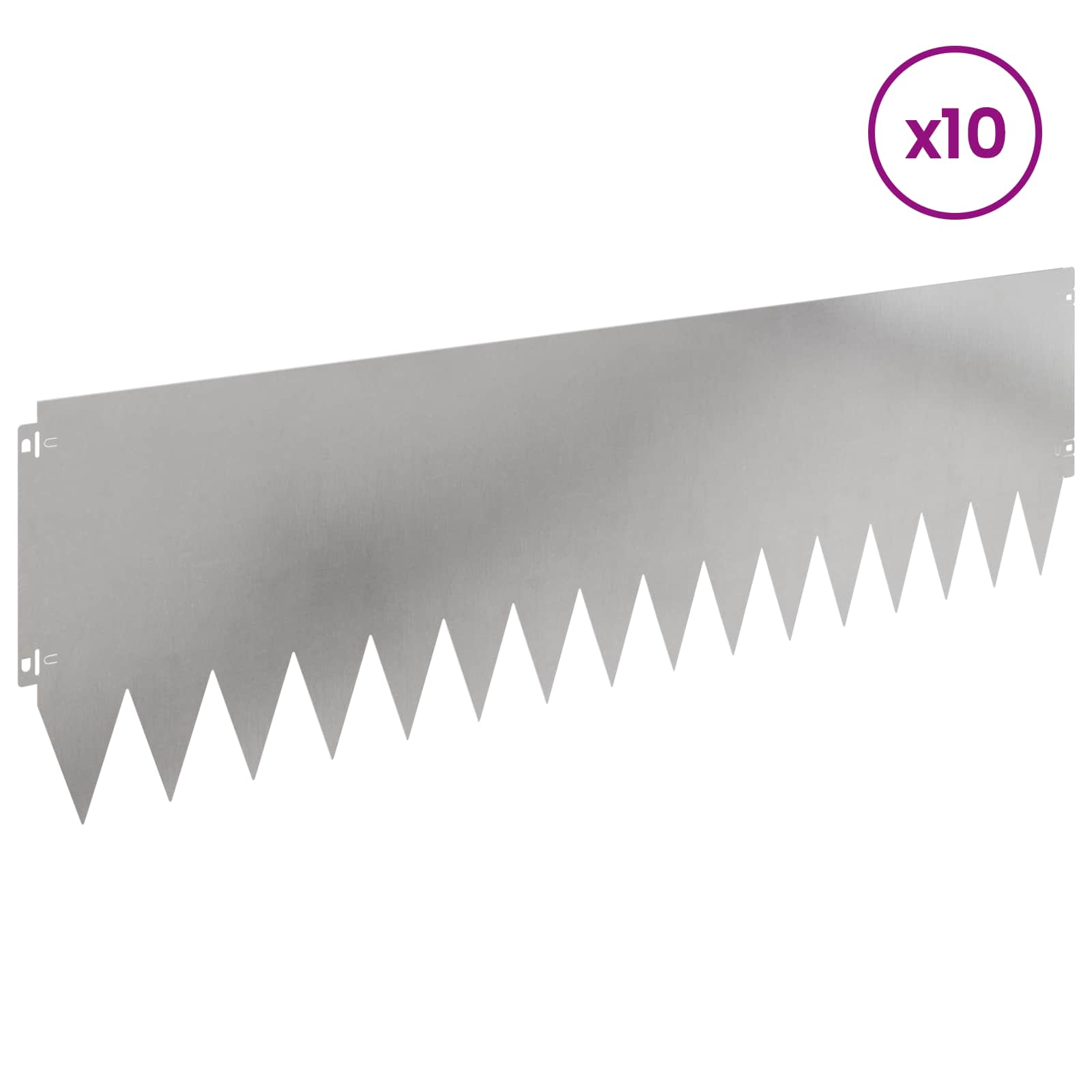 vidaXL Krawężnik do trawnika 10 pcs 103 x 30 cm Stal srebrny