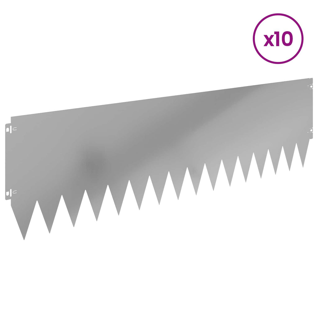 vidaXL Krawężnik do trawnika 10 pcs 103 x 30 cm Stal srebrny