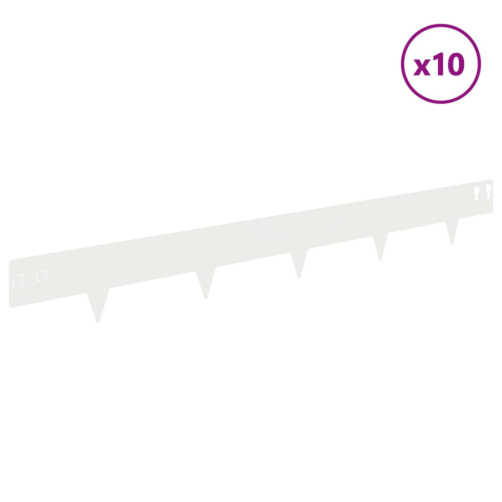 vidaXL Krawężnik do trawnika 10 pcs 100 x 12 cm Stal Biały