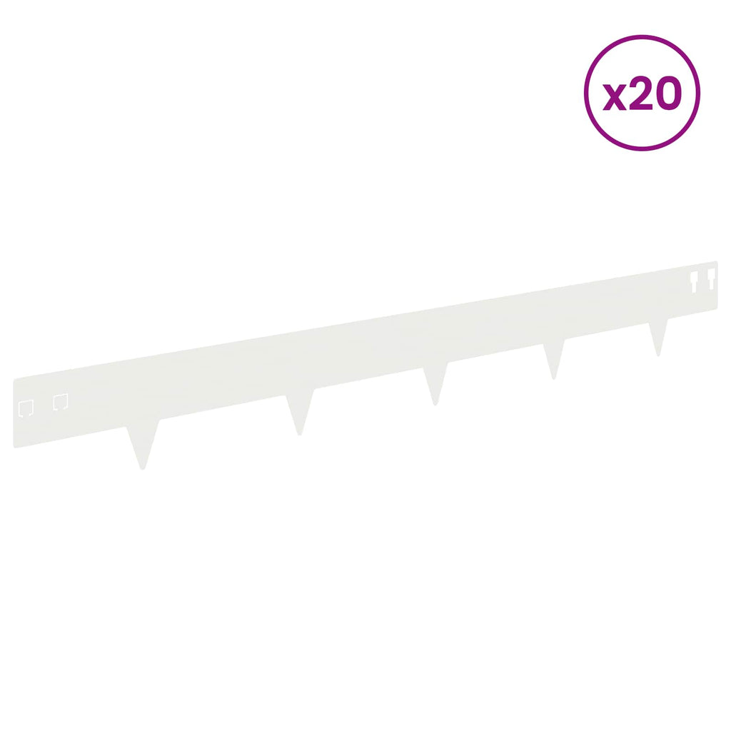 vidaXL Krawężnik do trawnika 20 pcs 100 x 12 cm Stal Biały