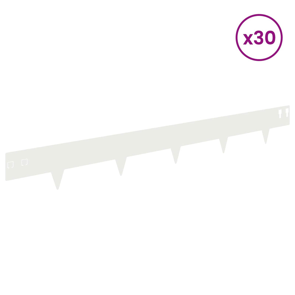 vidaXL Krawężnik do trawnika 30 pcs 100 x 12 cm Stal Biały
