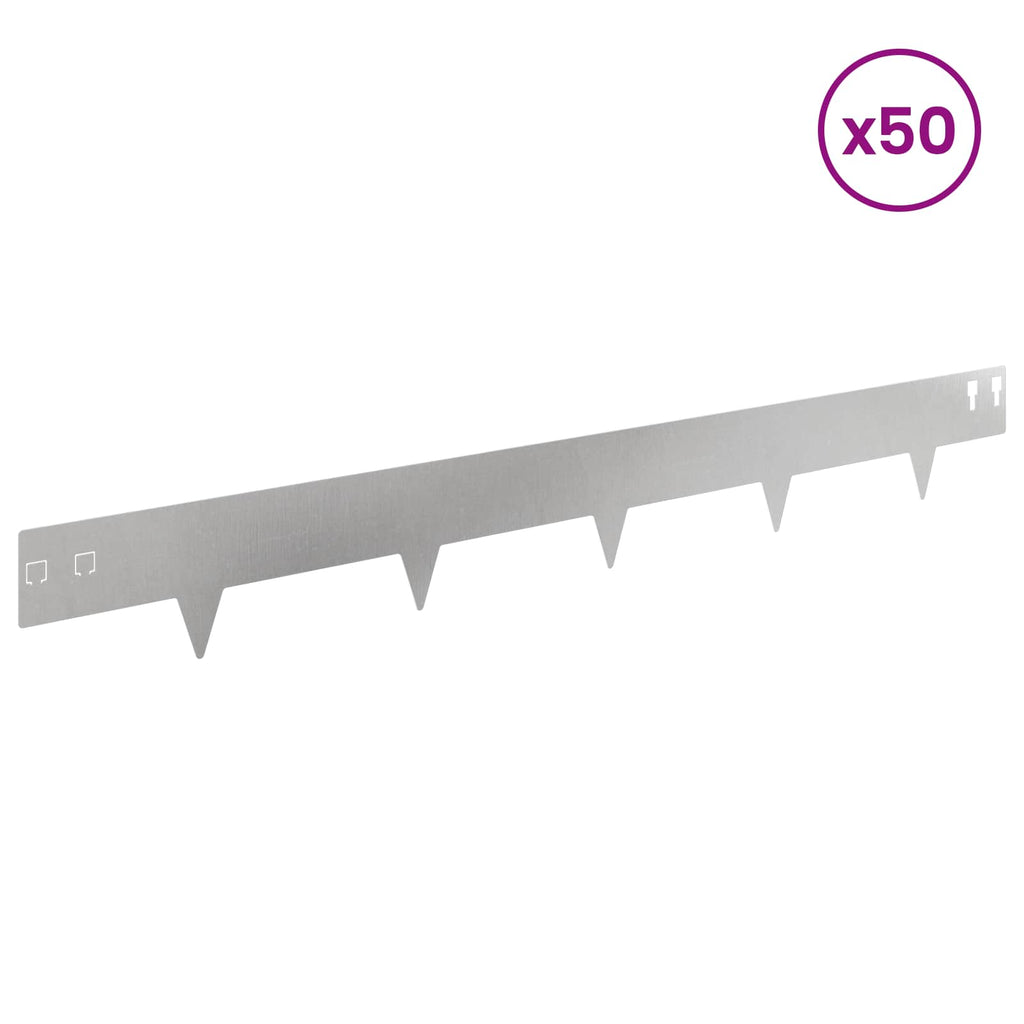 vidaXL Krawężnik do trawnika 50 pcs 100 x 12 cm Stal srebrny